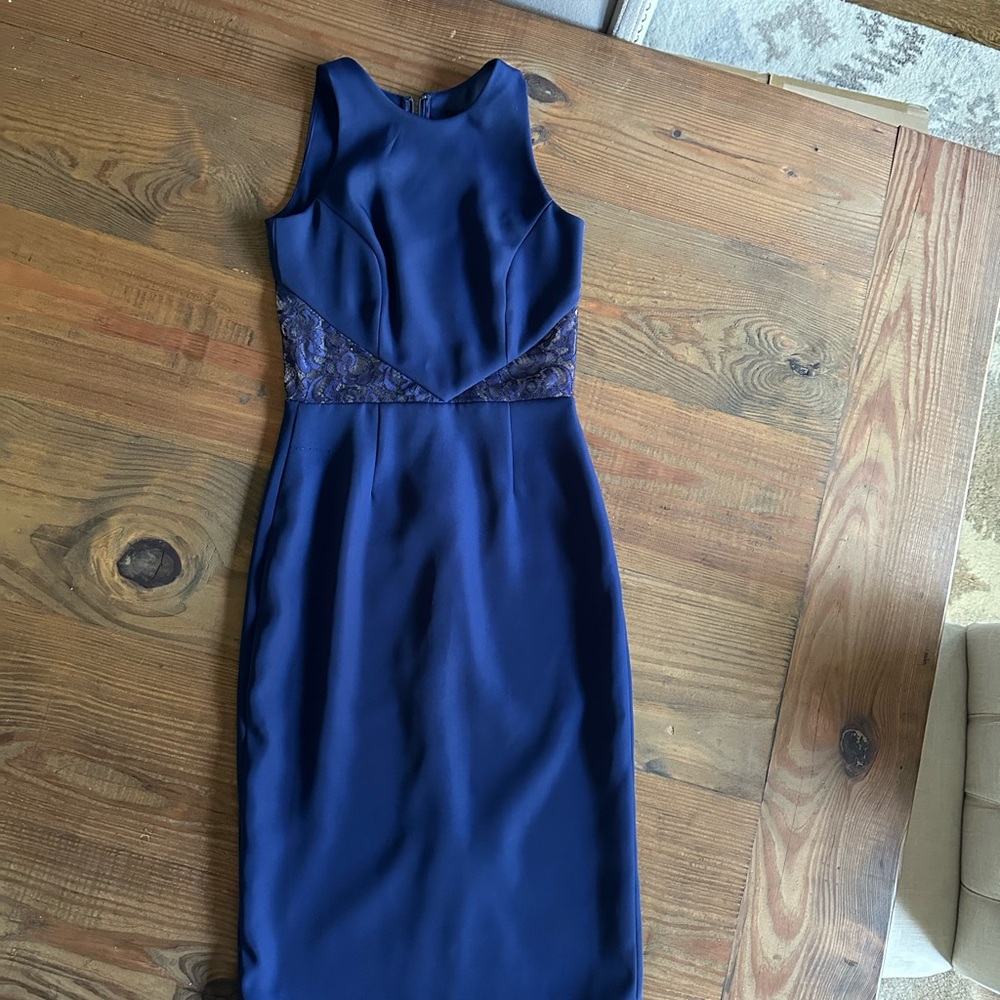 Nha Chanh Nieman Marcus Elegant Navy Blue Sleeveless Dress size 0